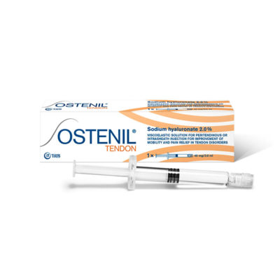 OSTENIL® TENDON Fertigspritze zur Behandlung von Schmerzen und eingeschränkter Bewegungsfähigkeit bei Sehnenbeschwerden. Wirksam, sicher und verträglich! Ostenil-Tendon zur Tendinitis Injektion. Hyaluronsäure. TRB-Chemedica